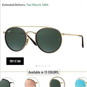 Ray-ban round gold double bridge sunglasses
